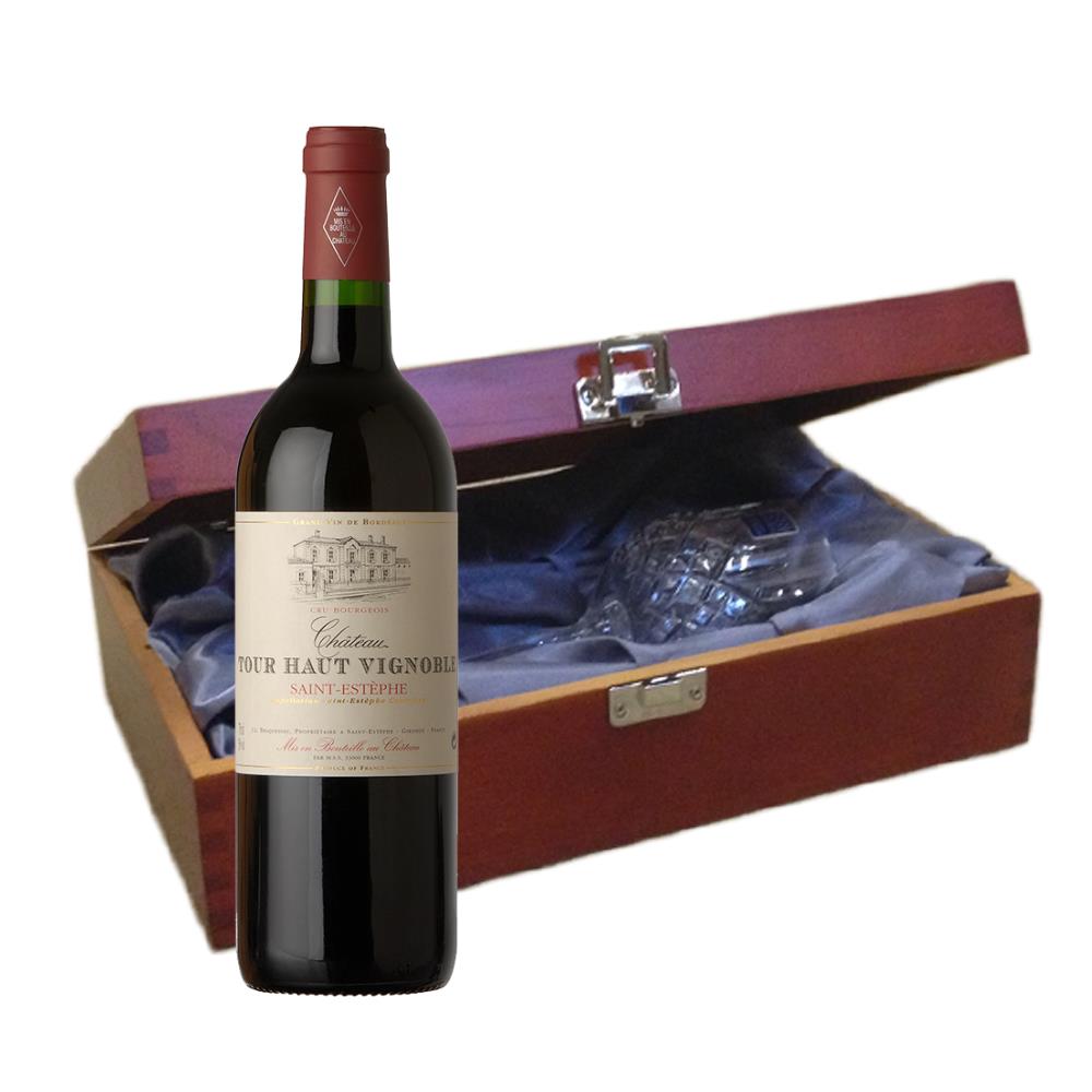 Chateau Tour Haut Vignoble Bordeaux In Luxury Box With Royal Scot Wine Glass
